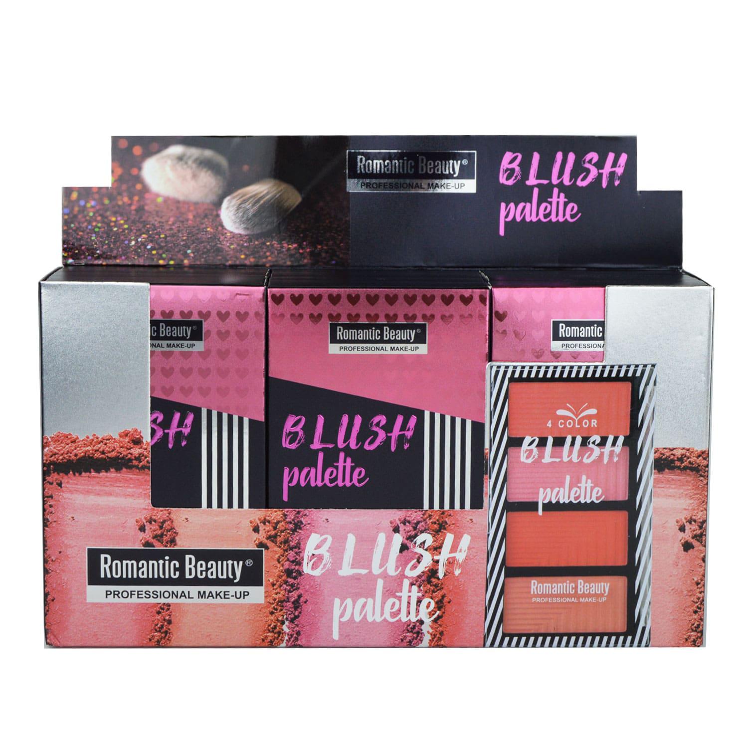 Pack de 12 unidades Paleta de 4 Rubores Romantic Beauty