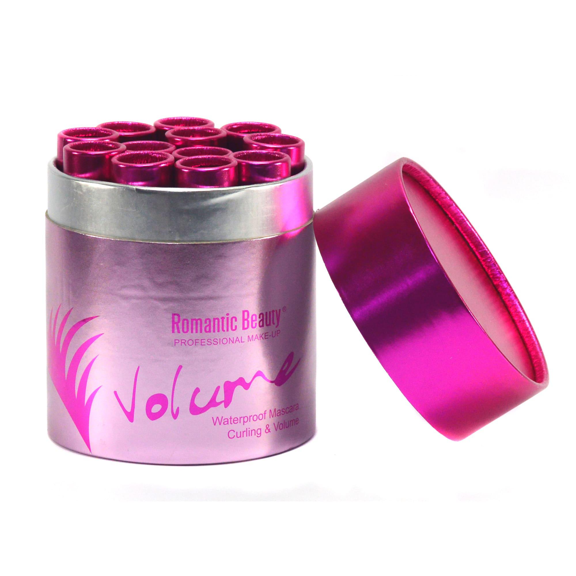 Pack 12 máscara de pestañas color negro "VOLUME MASCARA PINK"