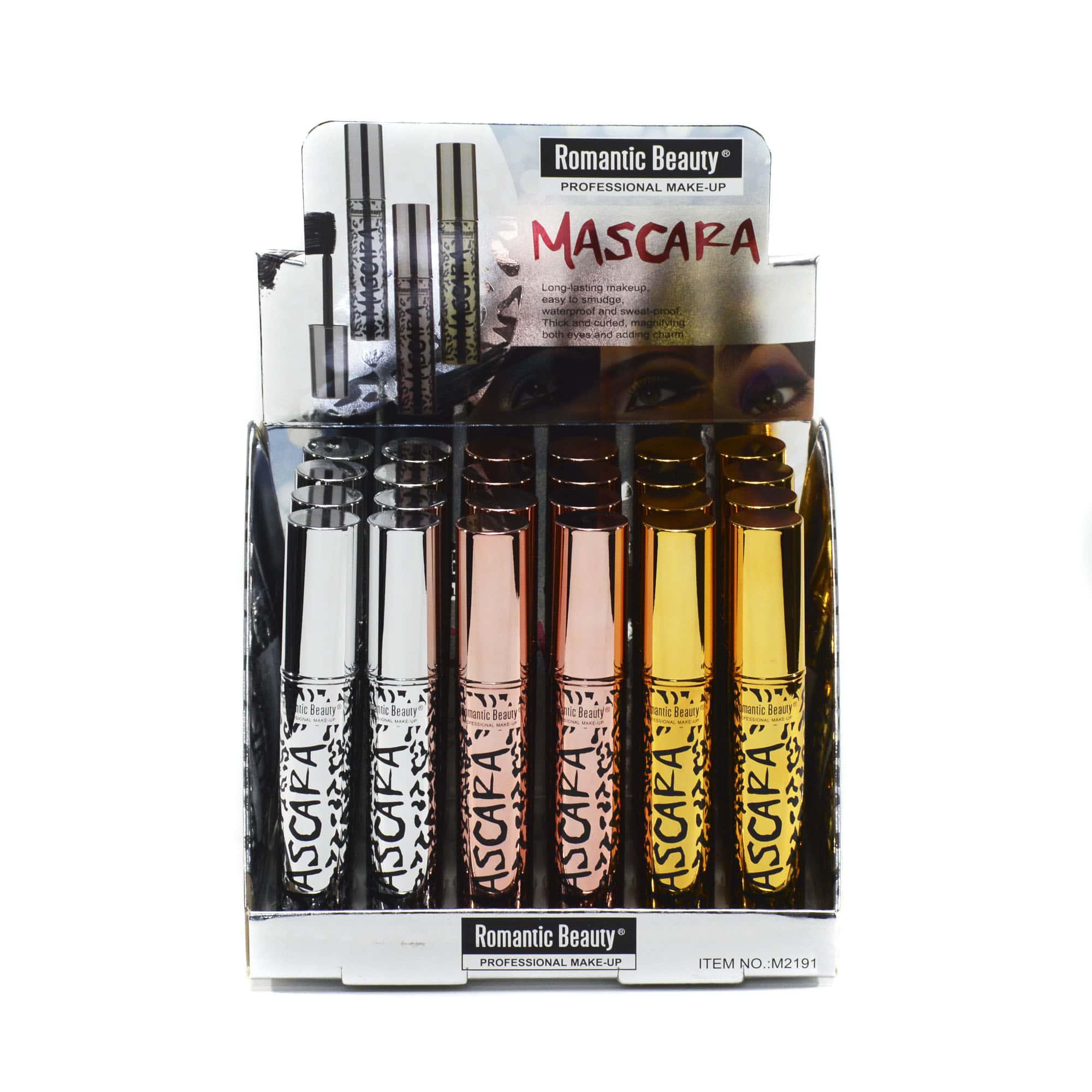 Pack de 24 unidades Máscara de pestañas color negro "Animal Print"