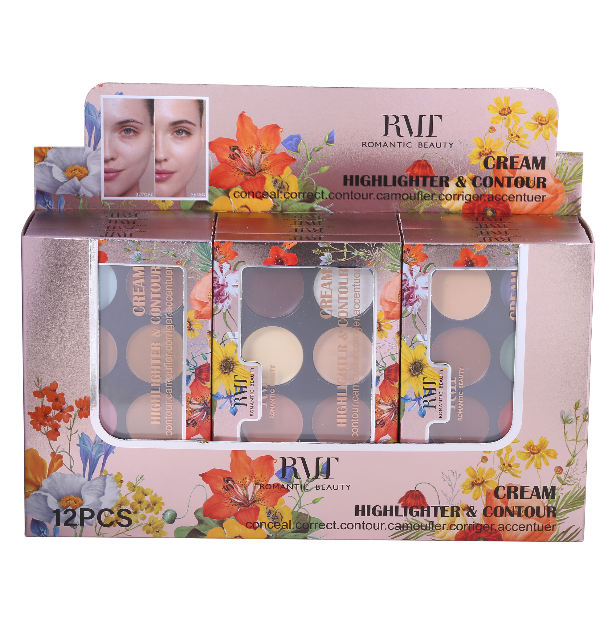 PACK DE 12 UNIDADES PALETA DE ILUMINADOR Y CONTORNO EN CREMA