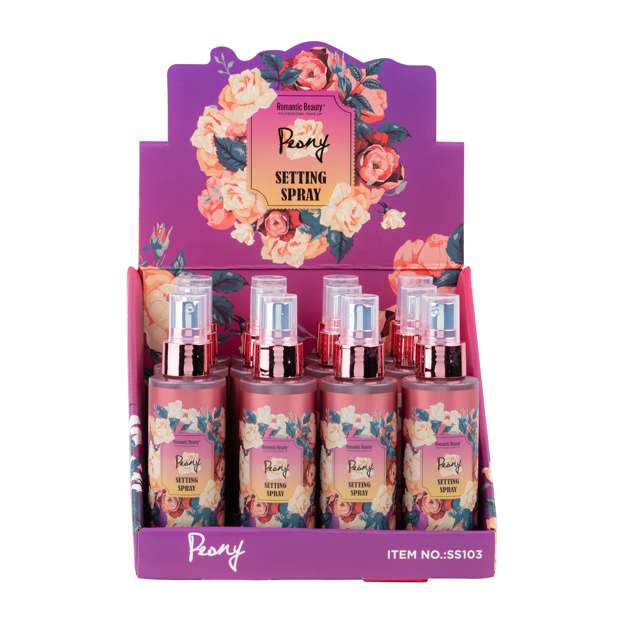 Pack 12 unidades. SETTING SPRAY. PEONY