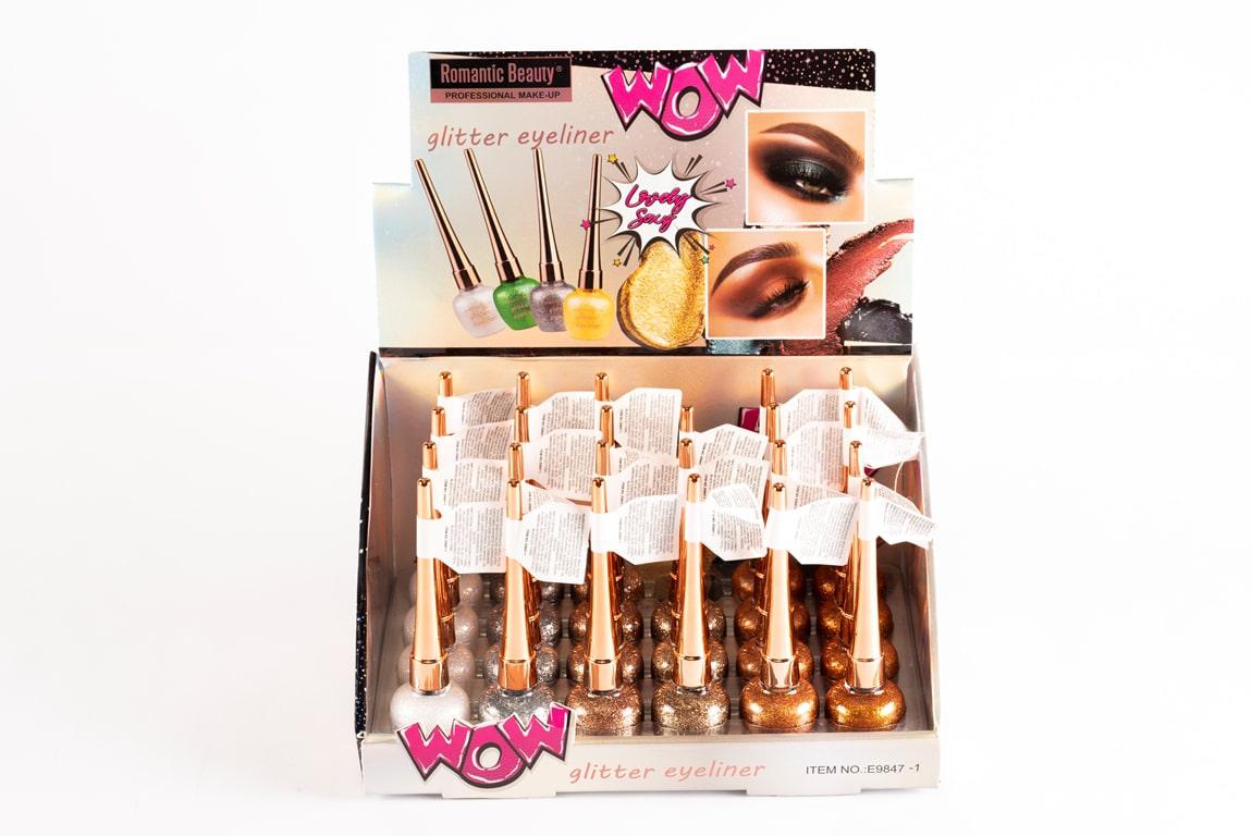 Pack de 24 unidades Delineador de ojos efecto glitter "WOW" tonos dorados, blancos y bronces