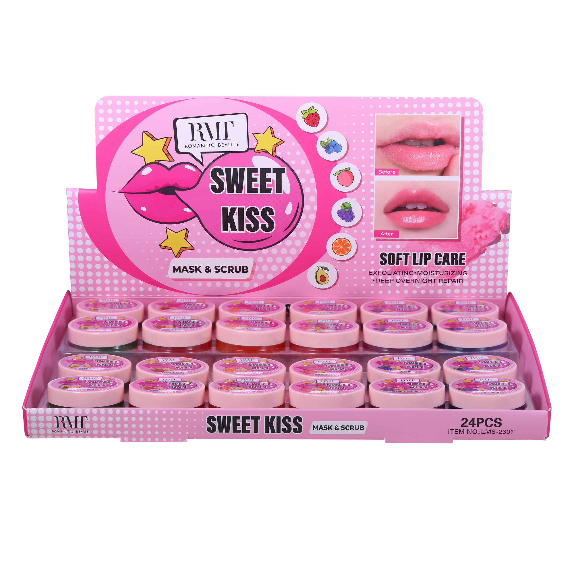 Pack 24 unidades EXFOLIANTE Y BALSAMO SWEET KISS