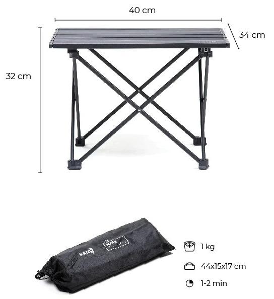 Mesa Plegable Ultraliviana Para Camping  - Color: Negro