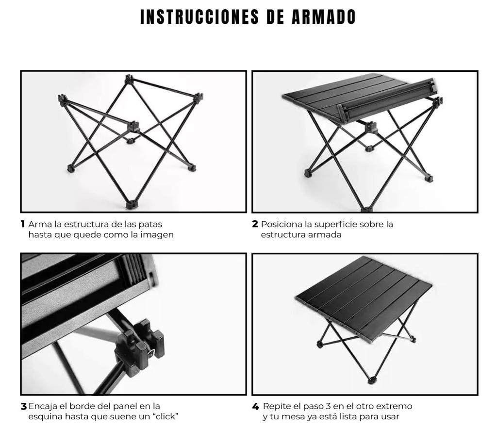 Mesa Plegable Ultraliviana Para Camping  - Color: Negro