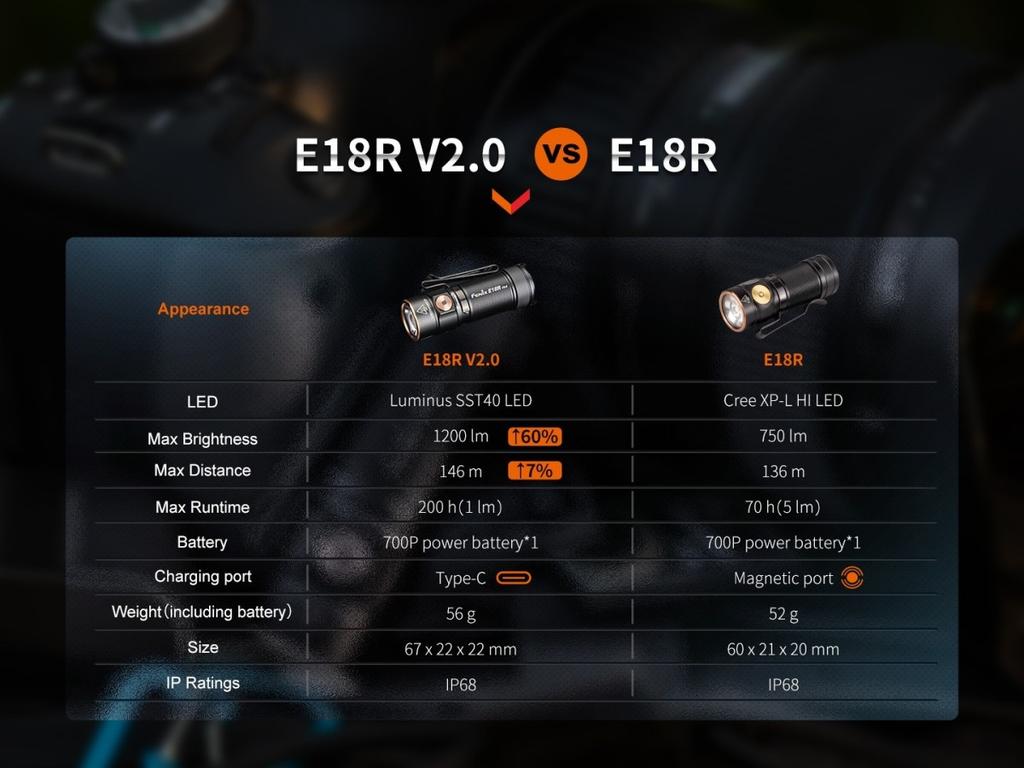 Linterna E18R V2.0 1200 Lumens -