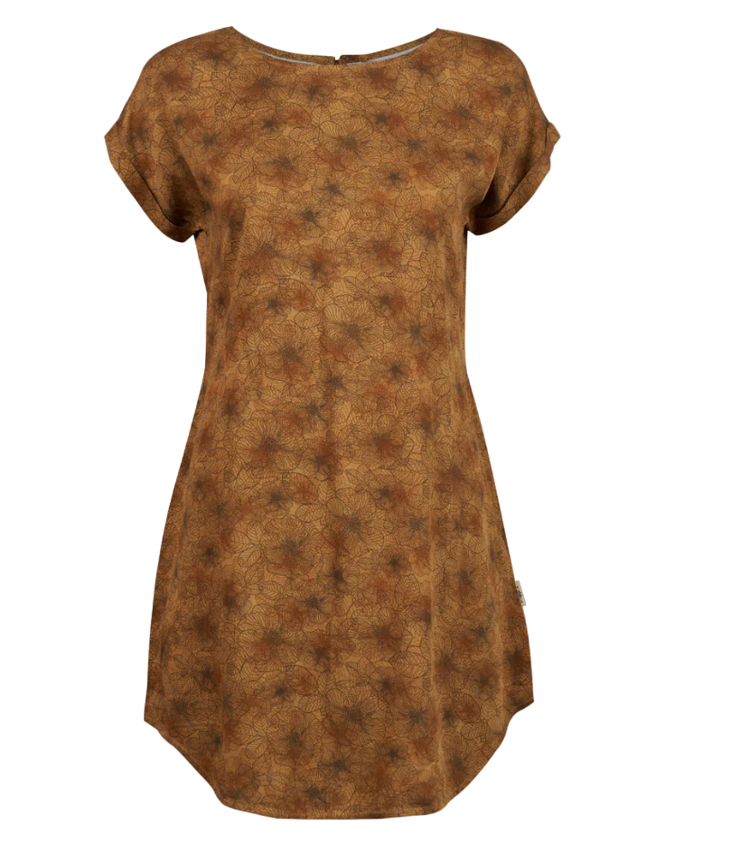 Miniatura Vestido Mujer Sheer Dress Print - Color: Mostaza