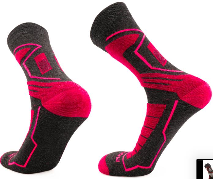 Miniatura VECTOR Hike & Trek | Calcetines Outdoor Alpaca Premium y Merino - Color: Negro-Rosado