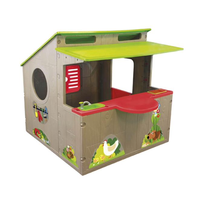 Casa De Juegos Kiosko Para Niños - Color: Gris/Verde/Rojo