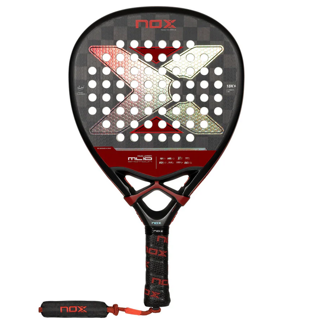 Pala Padel Ml10 Shotgun Luxury Series (360-375gr) 2024+Tarro De Pelotas +Overgrip +Protector +Funda - Color: Negro/Rojo