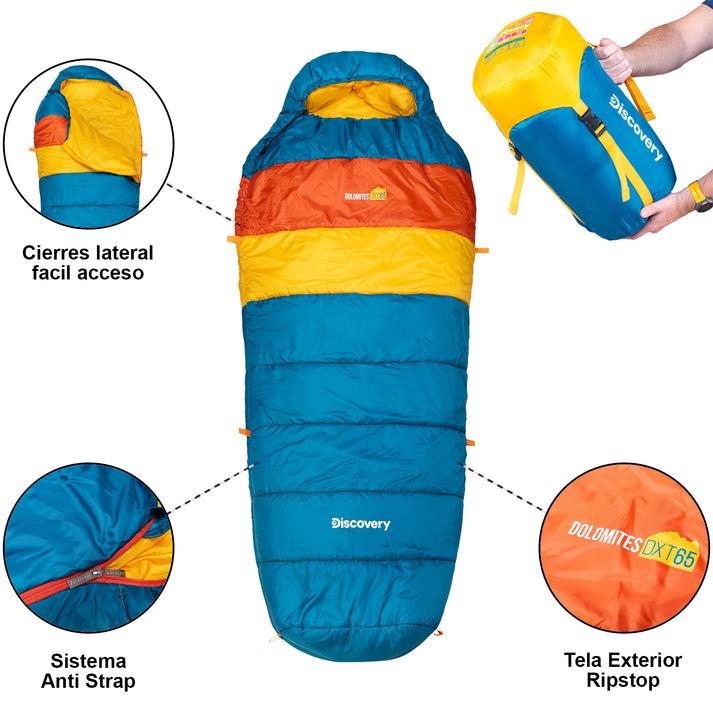 Miniatura Saco de Dormir Momia Dolomites DXT65 - Color: Azul/Amarillo