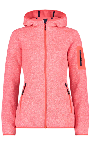 Miniatura Polar Mujer Fix Hood - Color: Red Fluo-Bianco