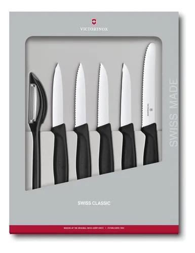 Set De Cuchillos Mondadores Swiss Classic Con Pelador 6 Piezas - Color: Negro
