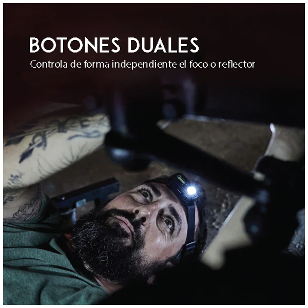 Linterna Frontal Led Einstein 400 Lumens Recargable - Color: Negro