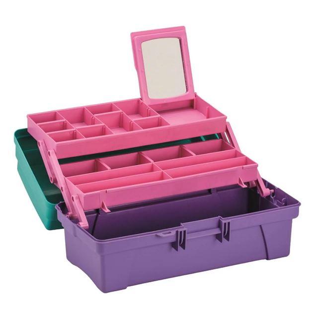 Caja Organizadora C/ Espejo Vanity - Color: Verde/Lila
