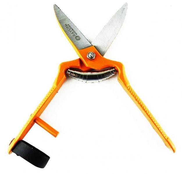 Tijera Forjada De Cosecha 7,5” Microdentada  - Color: Naranja