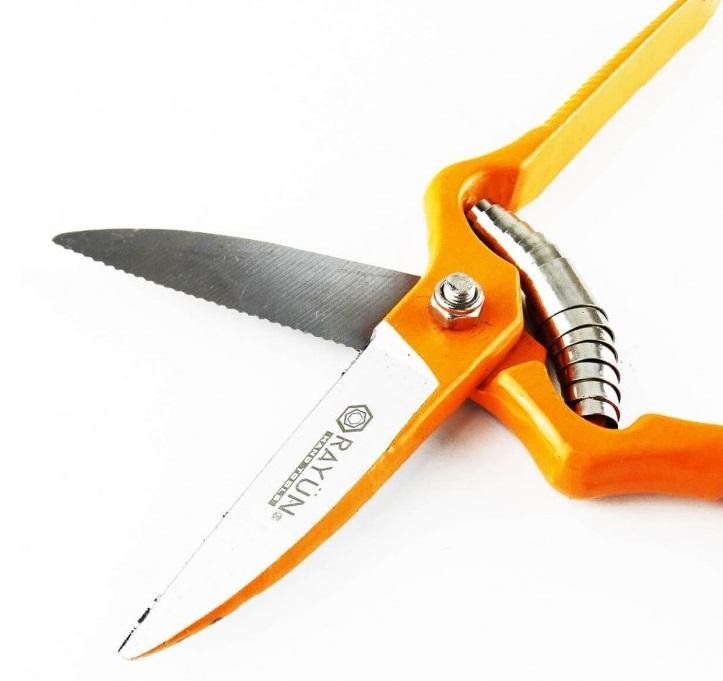 Tijera Forjada De Cosecha 7,5” Microdentada  - Color: Naranja