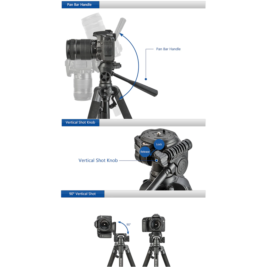 Kit Trípode de Aluminio con Cabezal y Clip SmartPhone con Bluetooth Serie Digital
