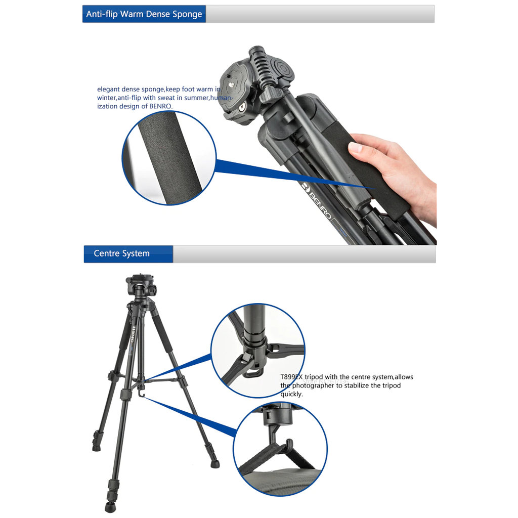 Miniatura Kit Trípode de Aluminio con Cabezal y Clip SmartPhone con Bluetooth Serie Digital - Color: Negro