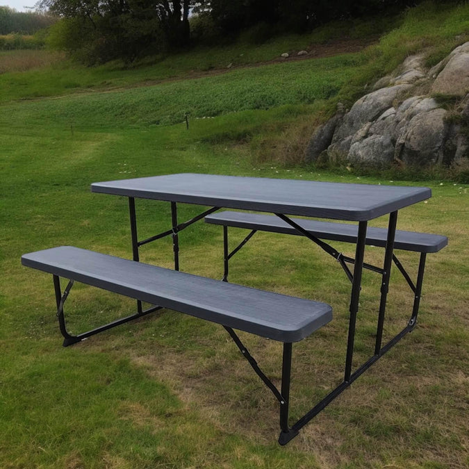 Set Mesa Y Bancos Plegables 137X70X72Cm Diseño Madera - Color: Madera