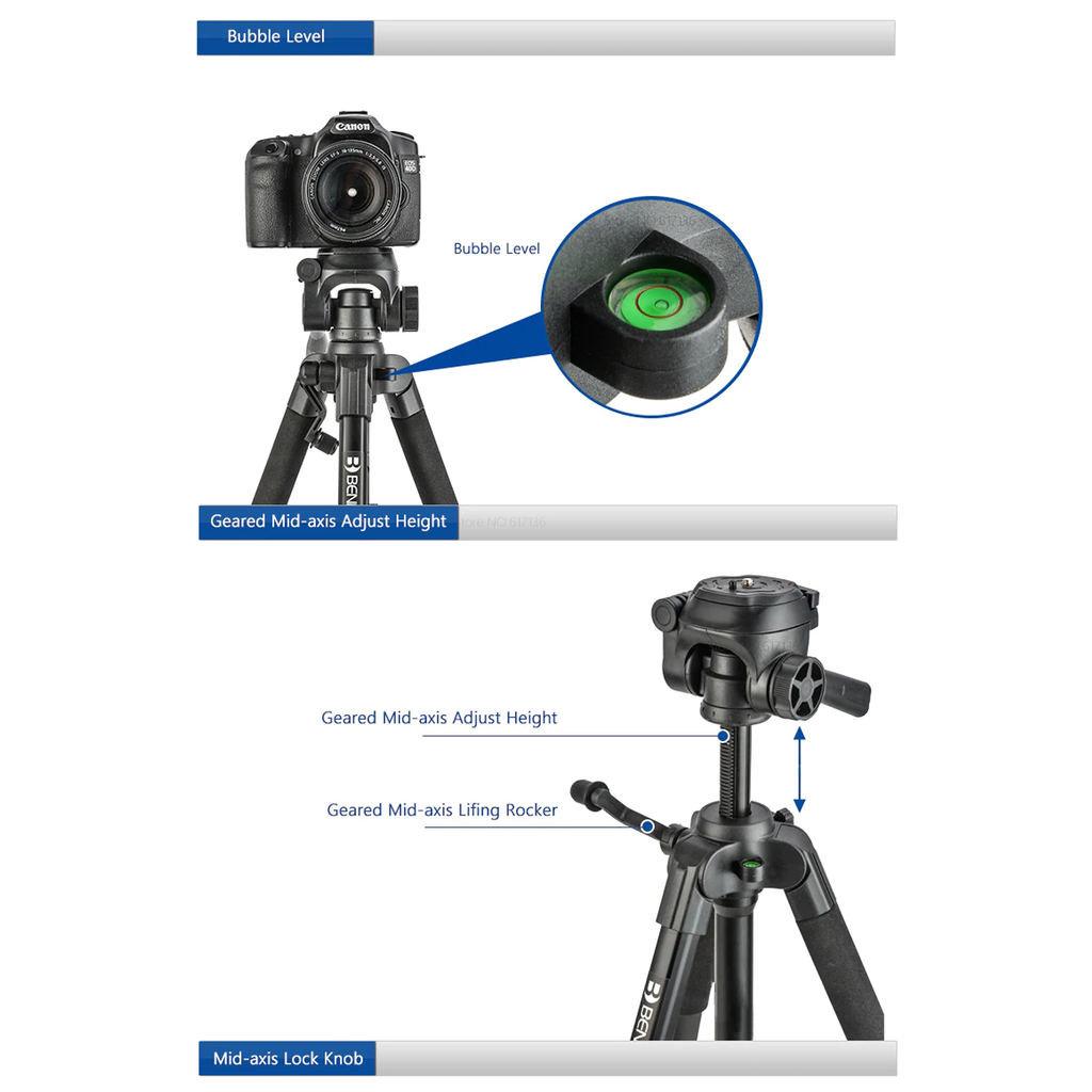 Miniatura Kit Trípode de Aluminio con Cabezal y Clip SmartPhone con Bluetooth Serie Digital - Color: Negro