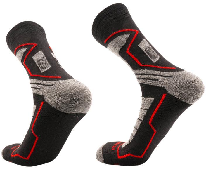 VECTOR Hike & Trek | Calcetines Outdoor Alpaca Premium y Merino - Color: Negro-Gris-Rojo