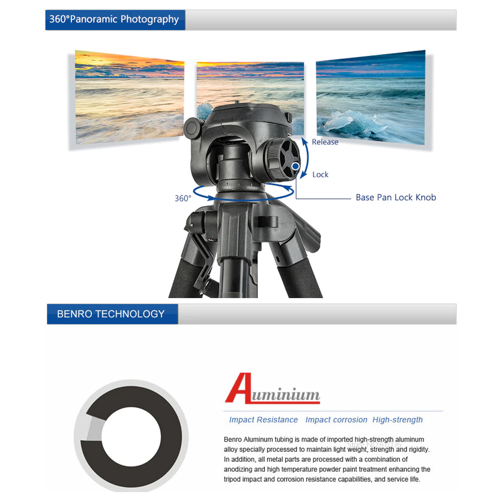 Miniatura Kit Trípode de Aluminio con Cabezal y Clip SmartPhone con Bluetooth Serie Digital - Color: Negro