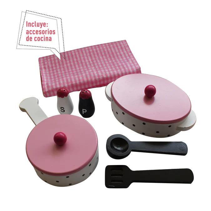Miniatura Cocina De Juguete Madera + Accesorios 43,5x23,5x70 -