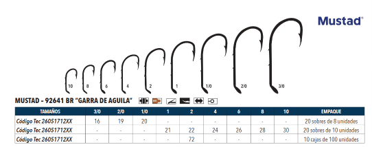 Anzuelo 92641-BR Garra de Aguila Bronceado - 1 Sobres de 8 Unidades