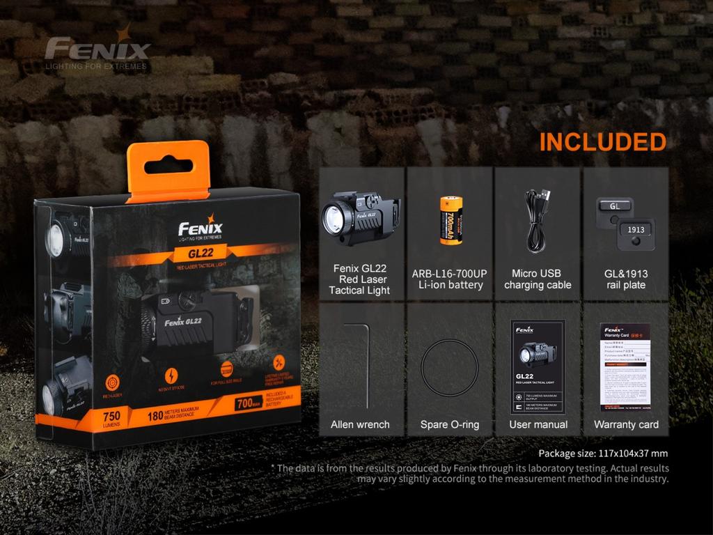 Linterna Para Pistolas Con Láser GL22 - Color: Negro