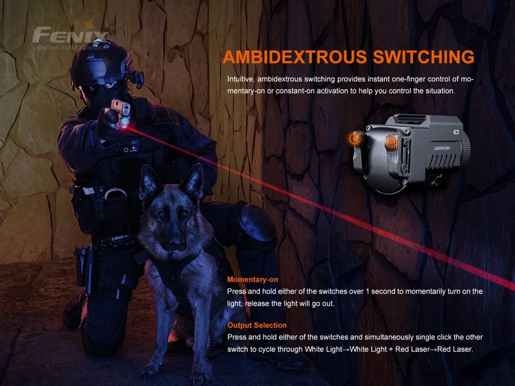 Miniatura Linterna Para Pistolas Con Láser GL22 - Color: Negro